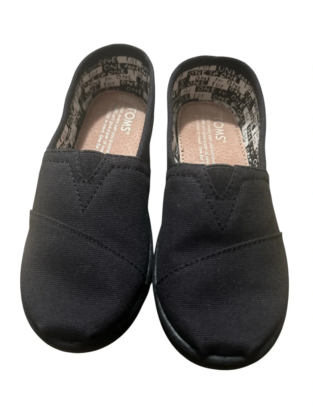 TOMS Kids Classic Black Canvas Slip-On Shoes Size 12.5 Youth